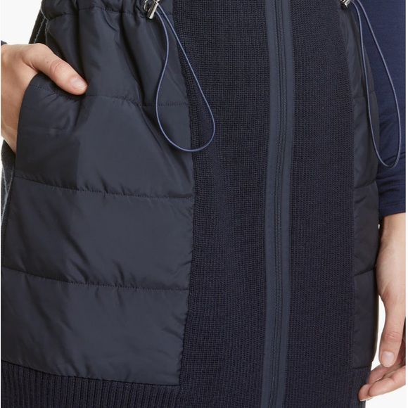 Lafayette 148 New York Navy Combo Zip Quilted Vest w/ Merino Wool Knit Sz M - Picture 3 of 9